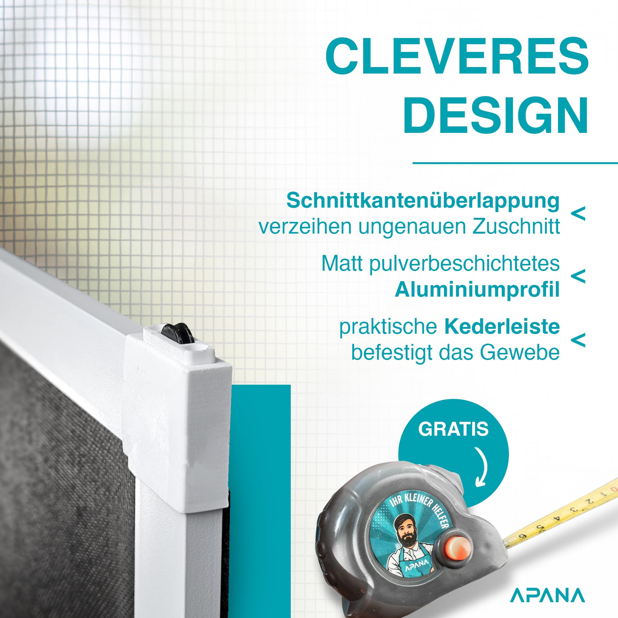 APANA Fliegengitter Schiebetür 240x240 cm – Insektenschutz Balkontür & Terrassentür ohne Bohren, zuschneidbar für Doppeltür, Aluminium Rahmen & Fiberglas Gewebe, stabil & langlebig Braun