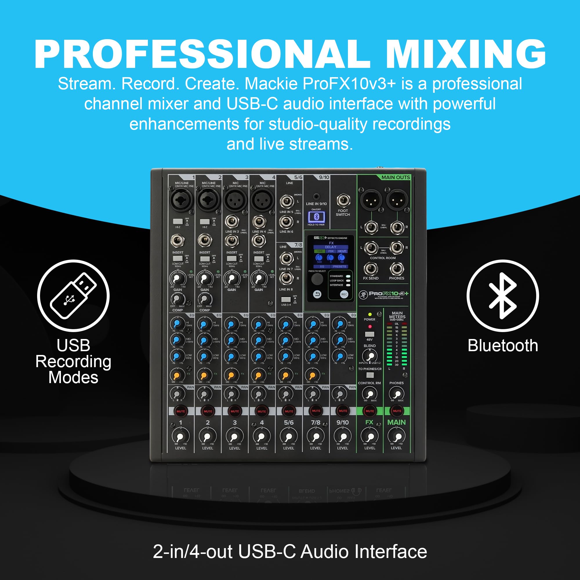 Amazon.com: Mackie ProFX10v3+ 10-Channel Mixer with Effects and