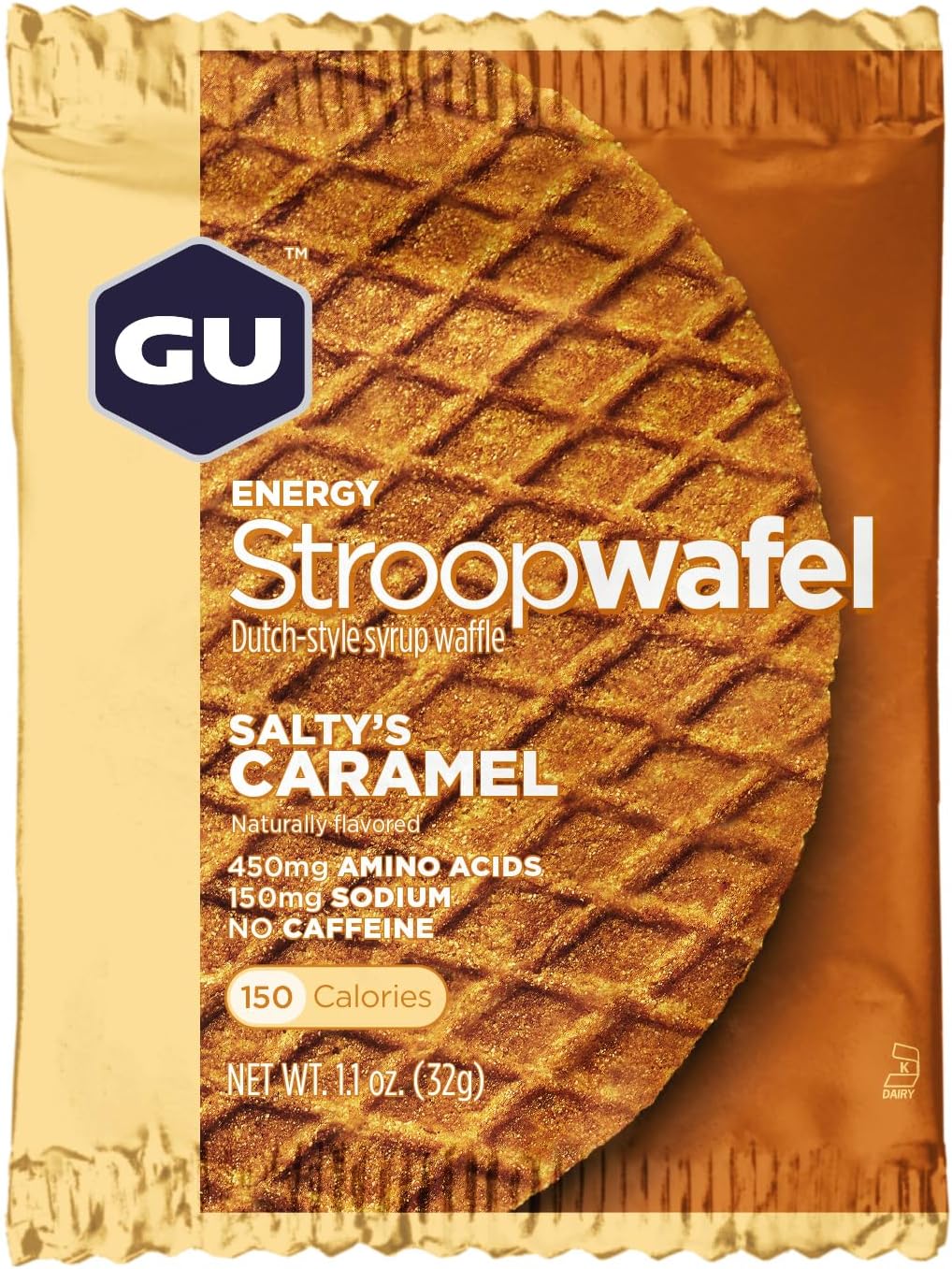 GU Energy Stroopwafel Salty's Caramel and Caramel Coffee Caffeinated Sports Nutrition Wafers, 16 Count