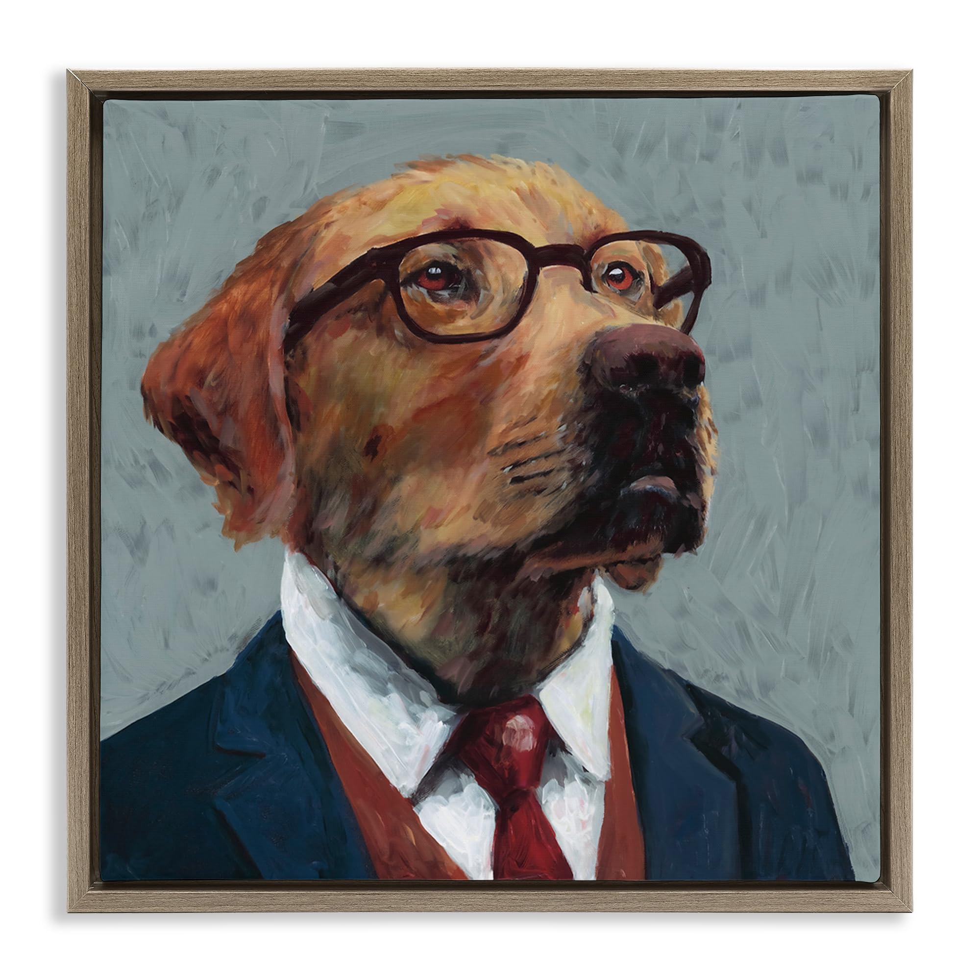 Stupell Industries Montalcino Elm (Textured) 'Bark Kent Portrait'| Floating Frame Canvas Art