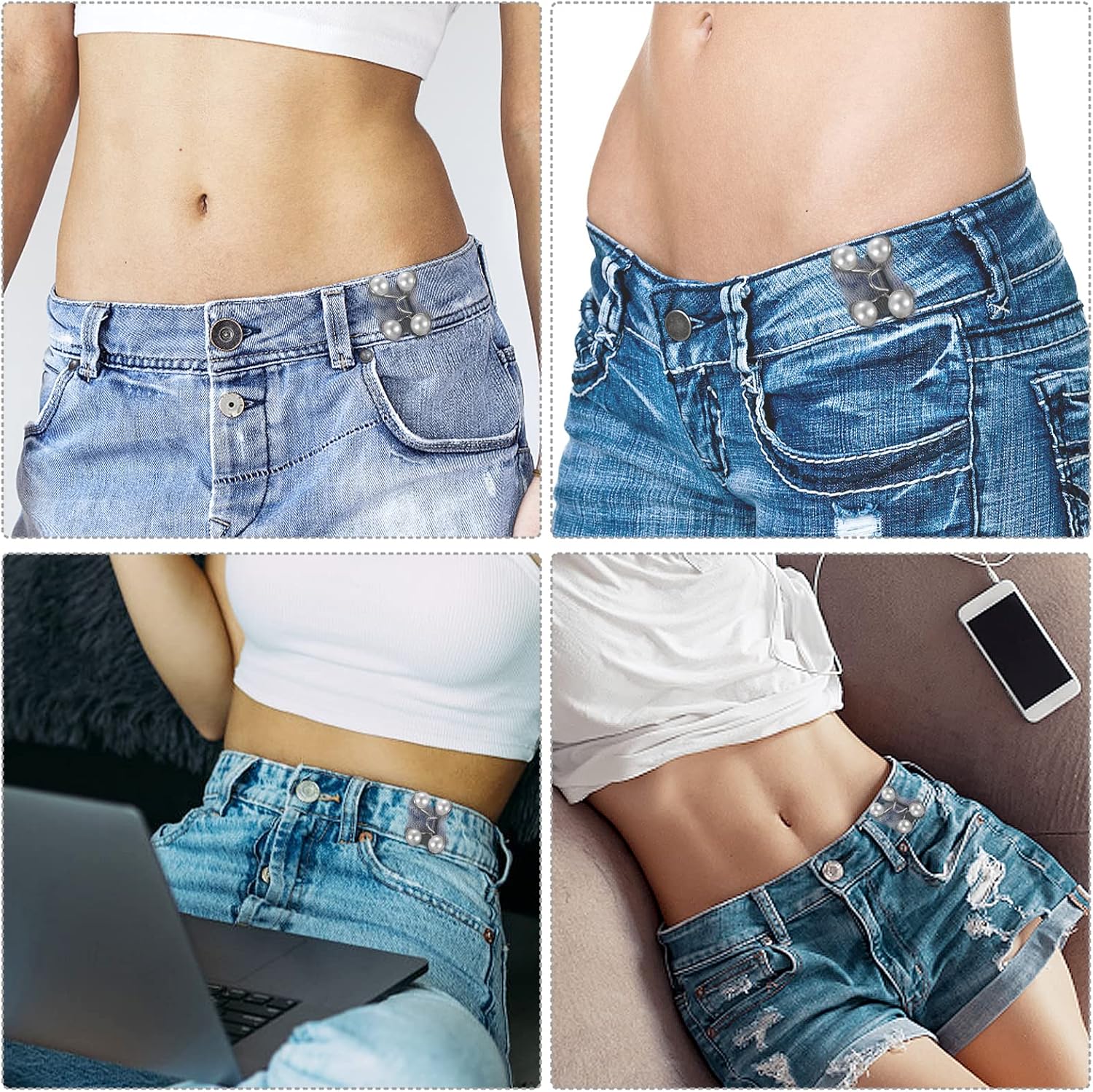 Boutons Réglables Pour Pantalon - Lot De 2 - Pour Serrer La Taille Des Jeans, Jupes, Robes - Unisexe