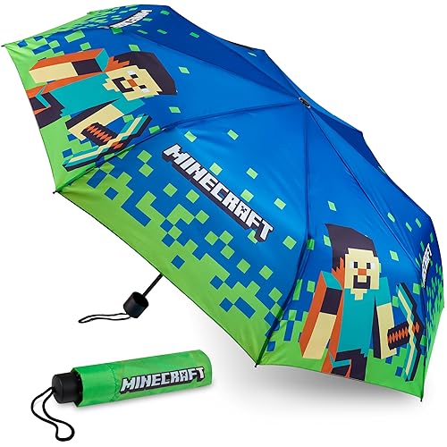 Minecraft Folding Umbrellas for Boys Girls Durable Compact Umbrella Windproof