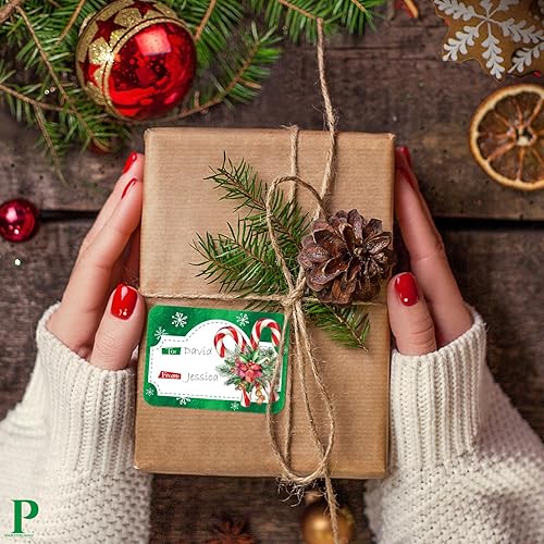 Miniatura 3 de 80 etiquetas adhesivas grandes de papel de aluminio para regalo de Navidad, 8 diseños gigantes, etiquetas de nombre de Navidad para envolver regalos