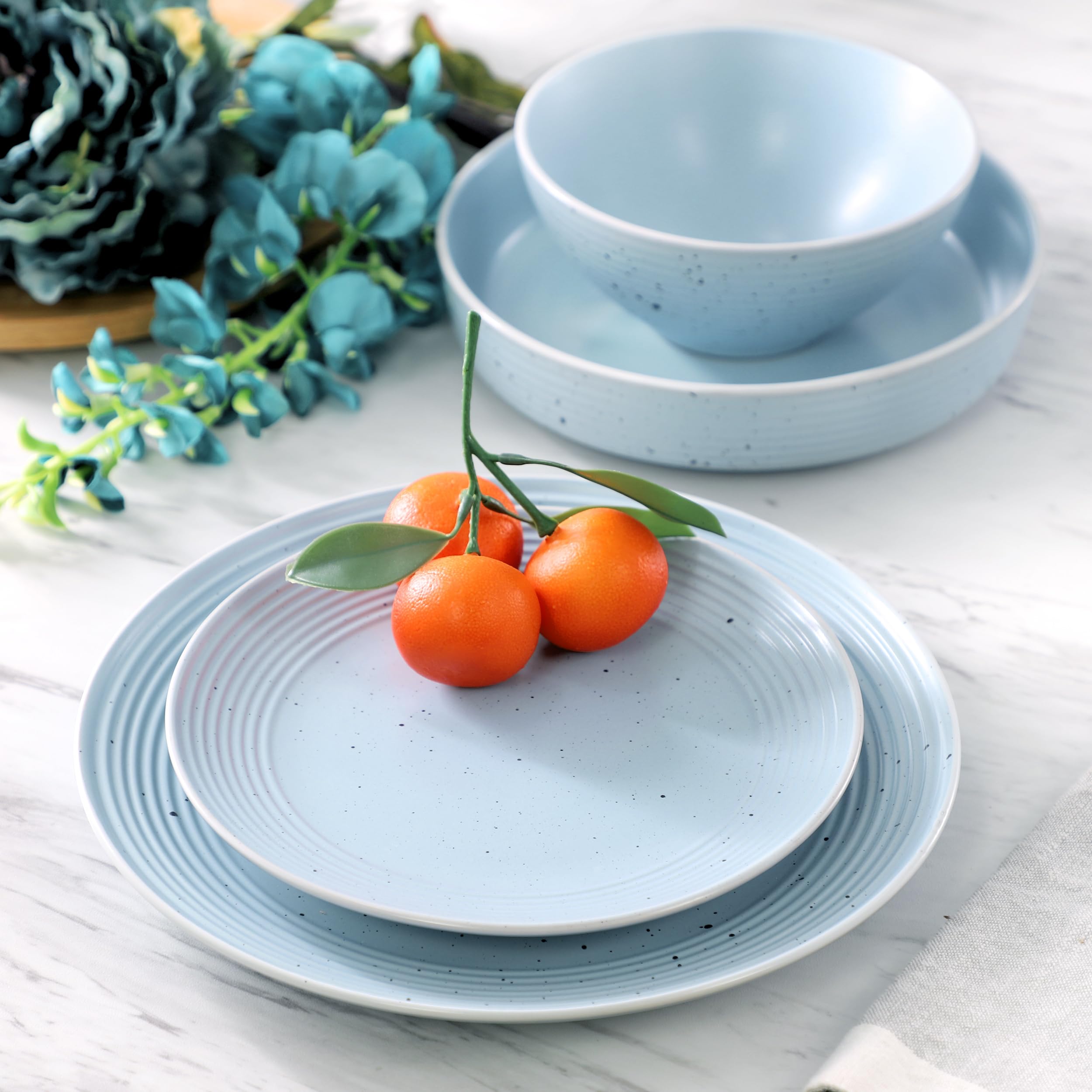 Elama Gia 24-Piece Stoneware Dinnerware Set in Red 985120129M - The Home Depot