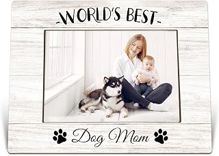 Worlds Best Dog Mom Picture Photo Frame Gifts for Women Christmas Birthday Mothers Day, Unique Pet Dog Lovers Owner Groomer Mother Gifts Picture, I Love My Dogs Photo Frames for 4x6 Photos
