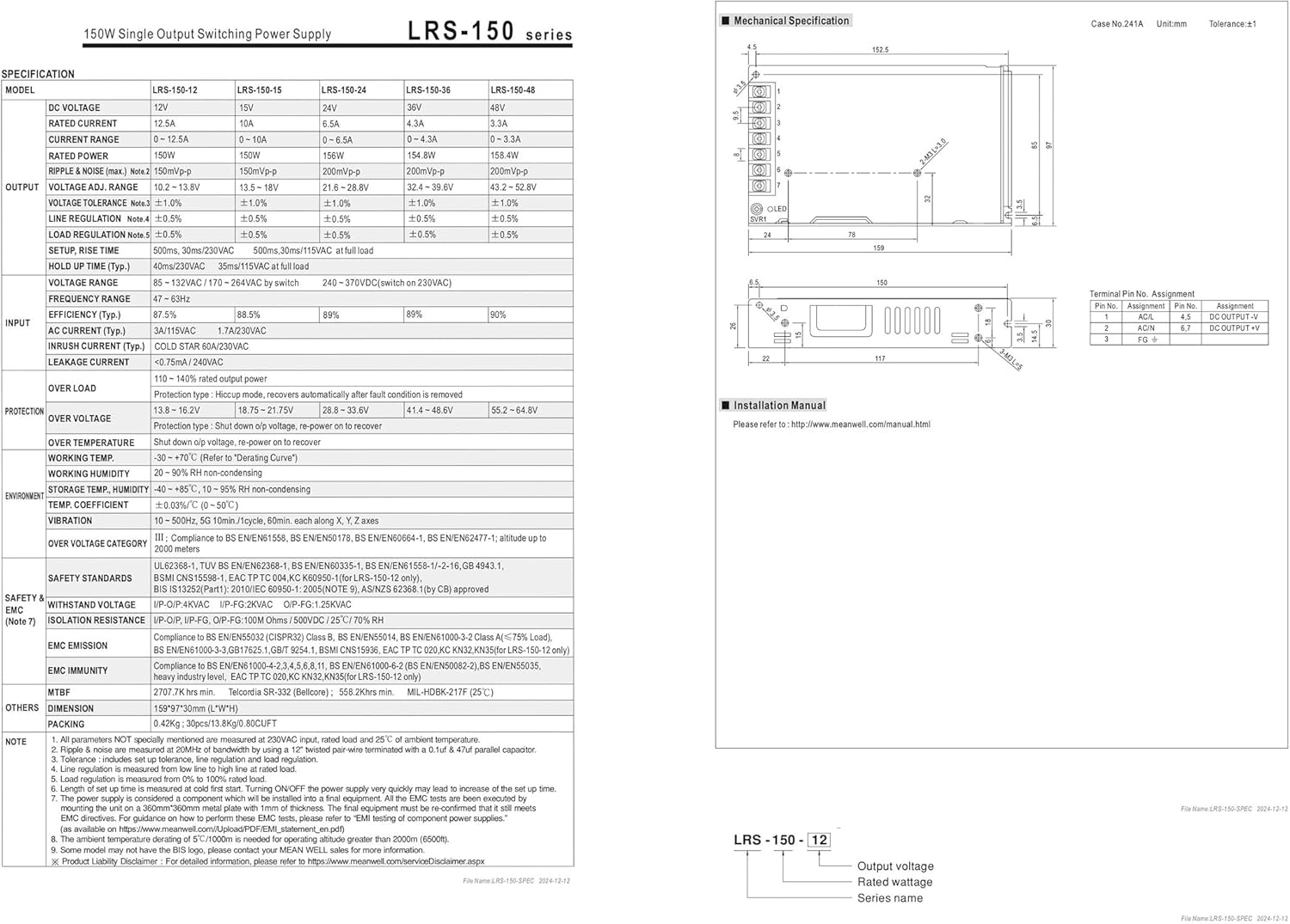 SBJ LRS-150-24: Rugged 24V, 6.5A, 156W Power Supply (-30°C to +70°C, 5G Vibration) - Reliable Performance in Harsh Industrial Environments