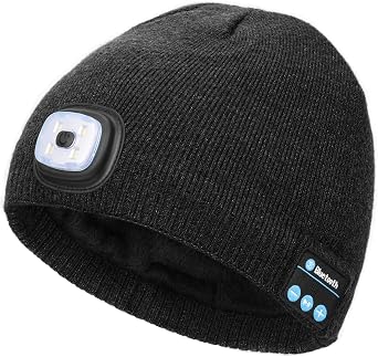 Wmcaps Fleece Lined Bluetooth Beanie with a Light, Tech Gifts for Men Women