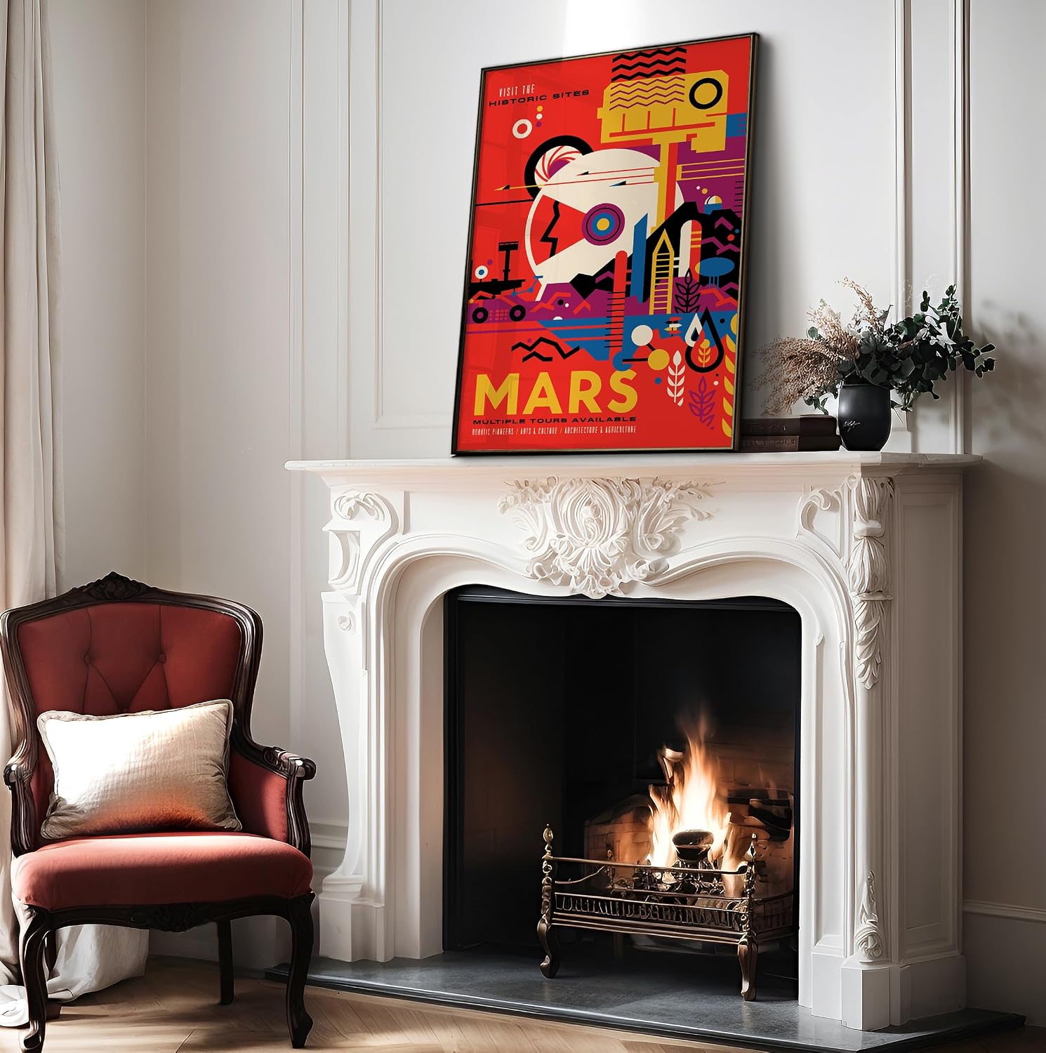 Poster Master Vintage Mars Poster - Visions of the Future Print - Space & NASA Art - Gift for Astronomers, Outer Space Enthusiasts - Decor for Living Room, Office, Bedroom - 8x10 UNFRAMED Wall Art