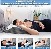Vista 6 de Elviros Almohada cervical de espuma viscoelástica para aliviar el dolor de cuello, almohadas ortopédicas de tracción de contorno para dormir