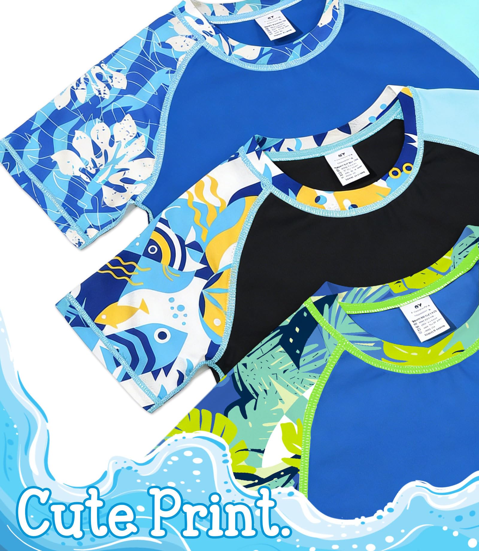 ANGEL CITIZ Ensemble Maillot de Bain Enfant Garçon Fille 2 Pièces Anti UV UPF 50+ T-Shirt + Short de Bain Protection Solaire Costume de Bain pour Piscine Plage Natation 98-140