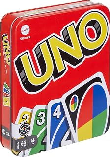 Mattel UNO Card Game Travel Tin - Color Blind Accessible, Customizable Wild Cards, Family Fun for Kids 7+ & Parties (Amazon Exclusive)