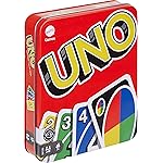Mattel Games UNO Card Game in Travel & Storage Tin for Kid, Adult & Family Nights & Parties, Color Blind Accessible & Customizable Deck (Amazon Exclusive)