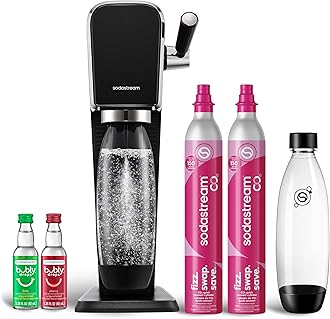 ART Sparkling Water Maker | VALUE BUNDLE | CQC CO2 system | Includes 2x CO2 Cylinders, 2x 32 Fl Oz Dishwasher Safe Bottles, 2x Bubly Flavor Drops | Combine with Pepsi Flavors | Black