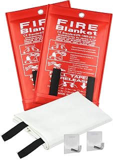 COTOM 40x40 Fire Blanket 2-Pack - Emergency Fiberglass Fire Suppression for Kitchen, Home, Car, Grill, Office | 1076°F Resistant