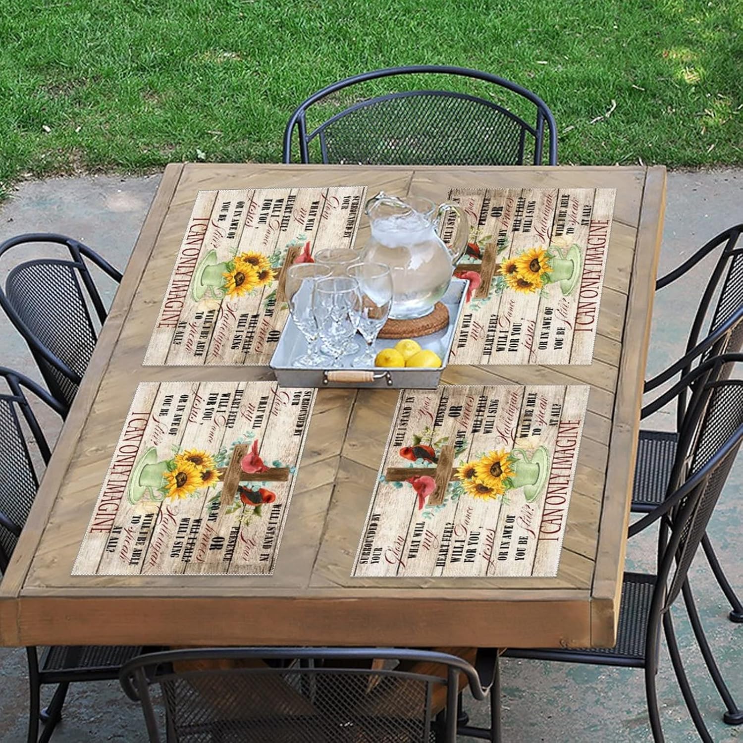 I Can Only Imagine Place Mats Set of 6 Surrounded by Your Glory Inspirational Quotes Motivational Tablemats Non-Slip Heat Resistant Place Mats Outdoor Placemats Home Kitchen