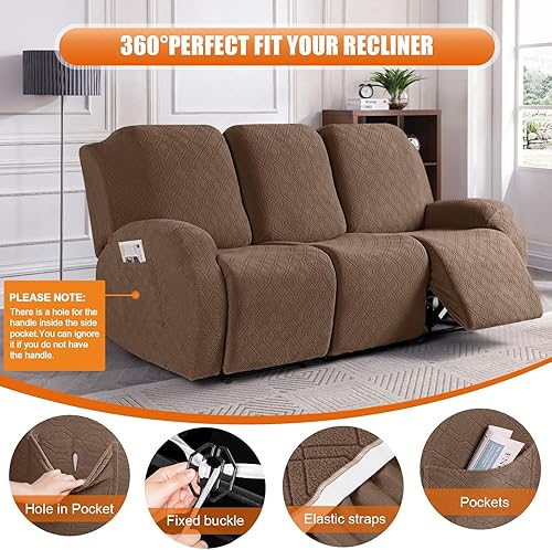Vista 154 de VANSOFY Funda para silla reclinable, 3 piezas, fundas elásticas para silla reclinable, funda suave para silla reclinable, protector de muebles
