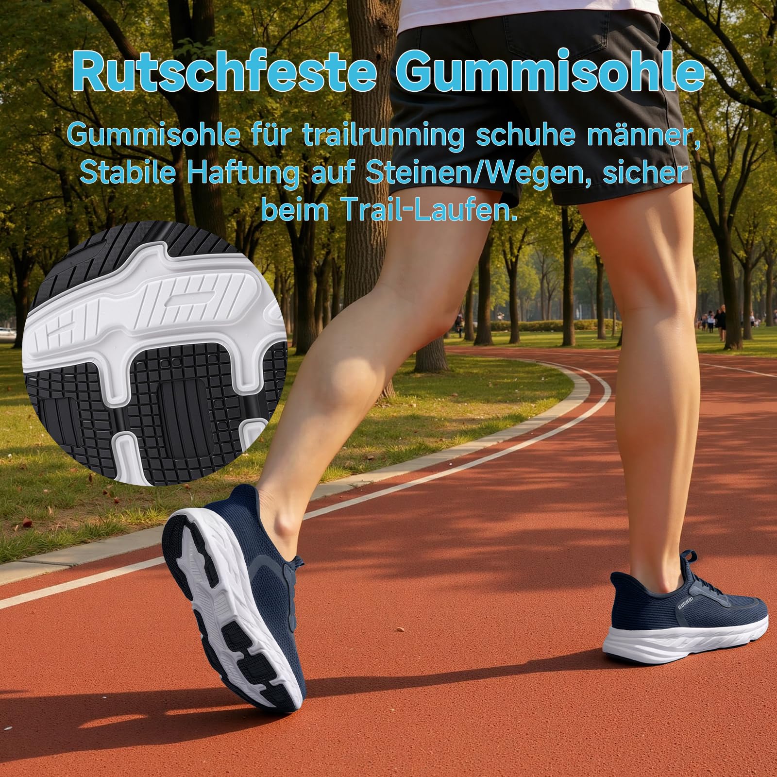 ODCKOI Slip On Sneaker Herren Laufschuhe & Turnschuhe Bequeme Slip In Schuhe mit elastischen Schnürsenkeln Mesh Leichte Atmungsaktive Freizeitschuhe für Alltag & Indoor