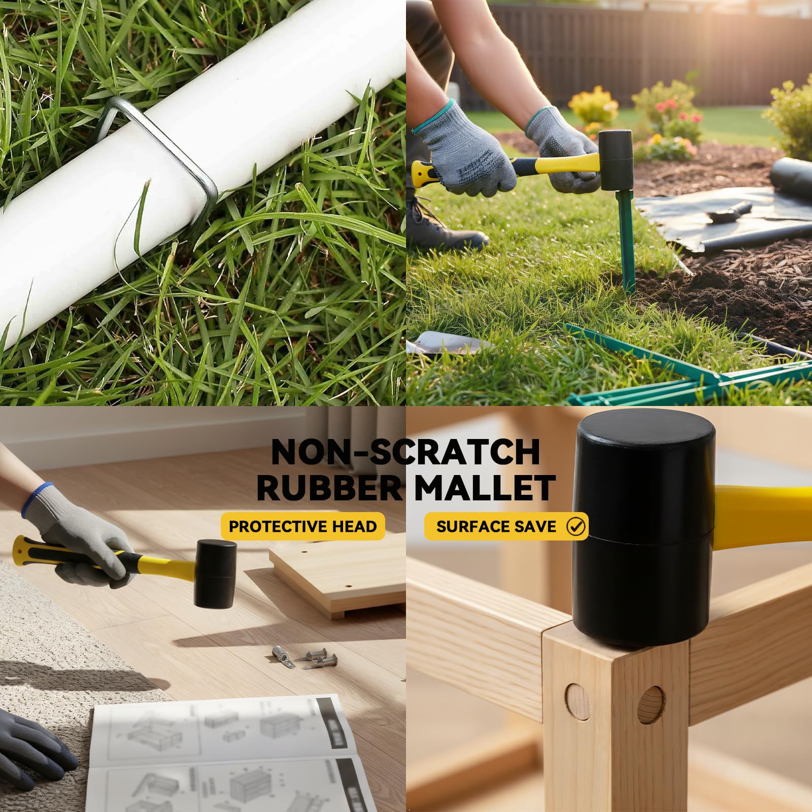 Rubber Mallet Hammer - Protect Surfaces & Reduce Fatigue -4