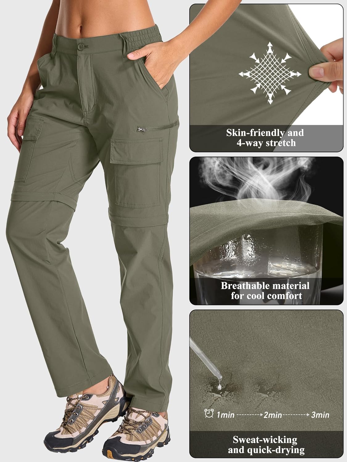 Pantalon cargo fermeture éclair de couleur Stone Gris | Lyon