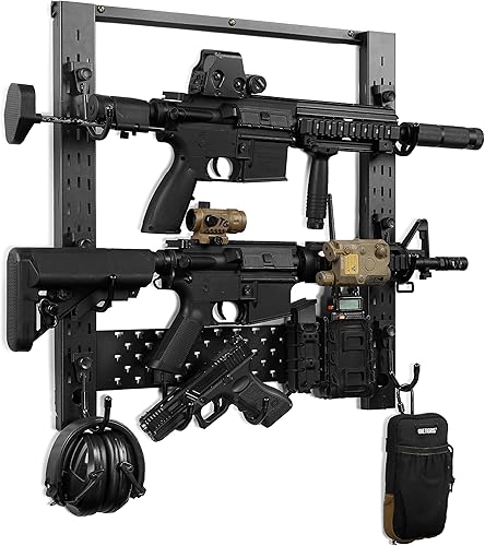 ONETIGRIS Soporte de pared para pistolas, estante para armas de interior con estante horizontal y 1 bandeja extraíble para accesorios de pistola