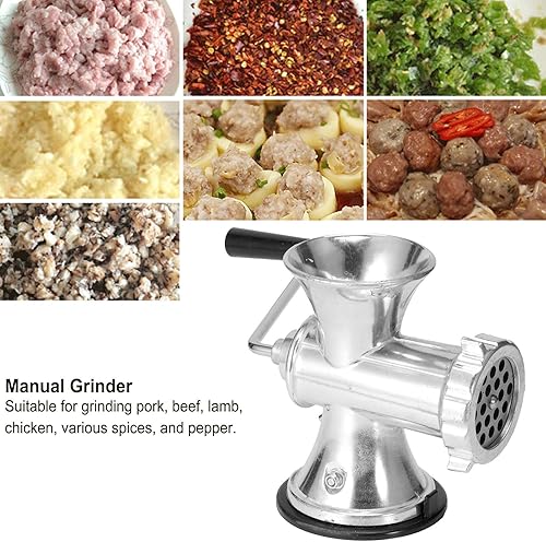 Miniatura 5 de Picadora manual de carne, relleno de salchichas de manivela resistente con potente base de succión, picadora de carne portátil para hamburguesas,