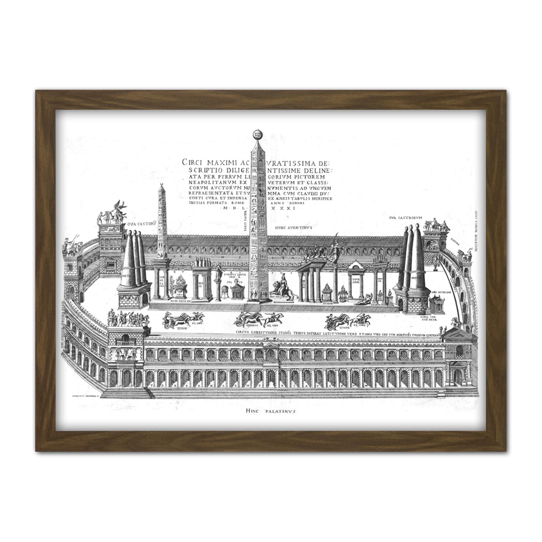 Artery8 Brambilla Roman Circus Maximus Hippodrome Engraving Artwork Framed Wall Art Print 18X24 Inch