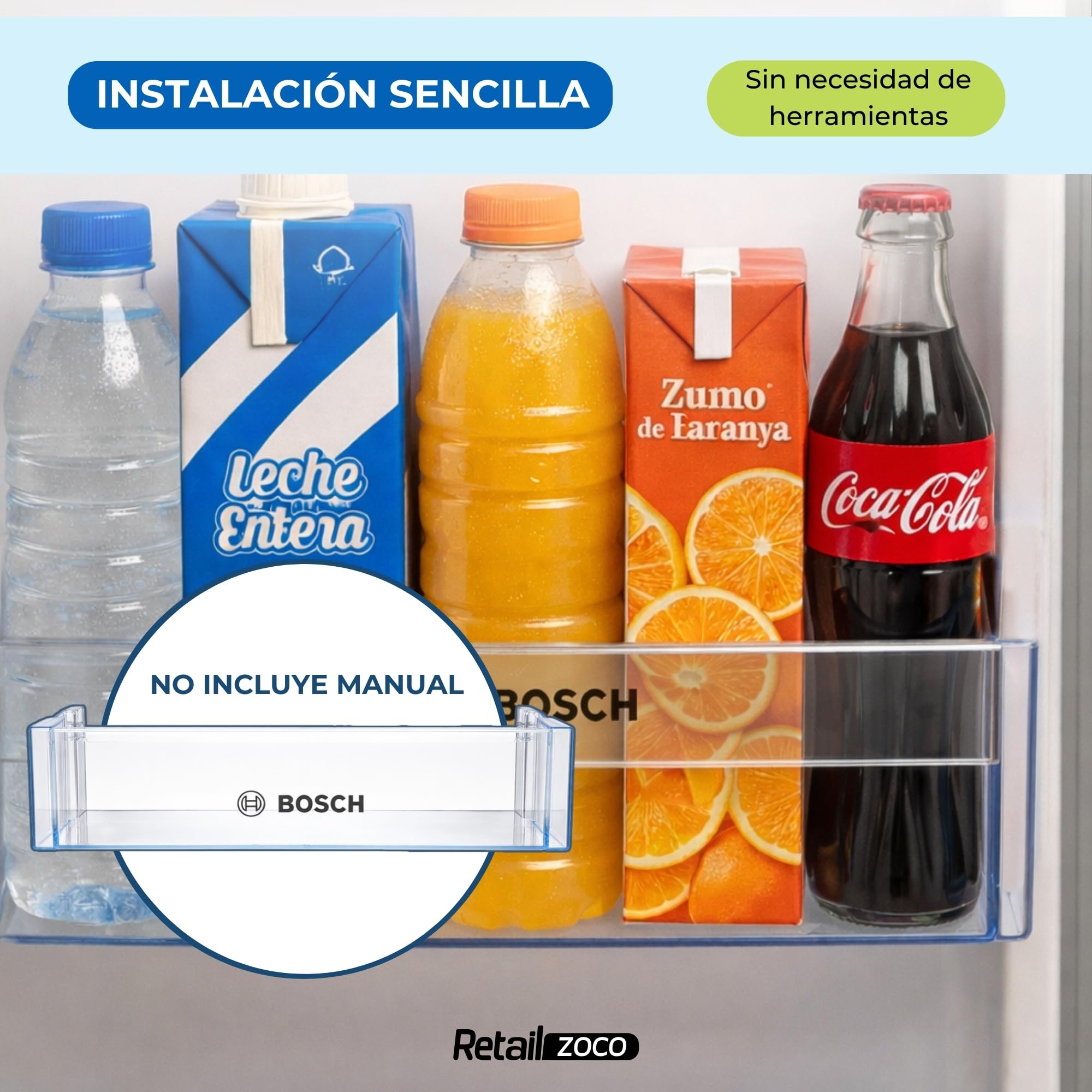 Estante Botellero Frigorífico compatible con Bosch, Botellero inferior para la nevera, código original 00744473, 11023872 compatible con 00705901, Dimensiones 442 mm x 124,9 mm x 100 mm — view 5