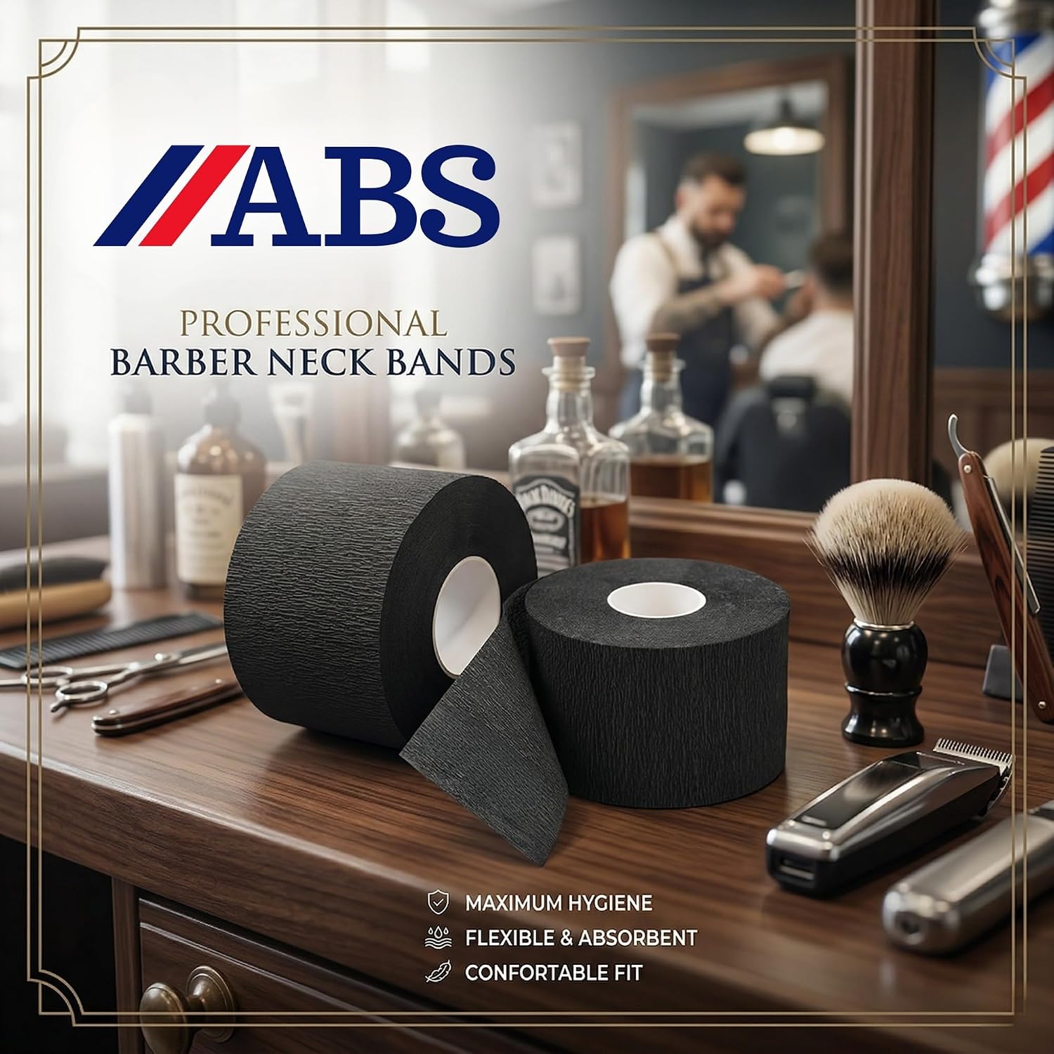Disposable Barber Neck Strips for Hair Cutting & Shaving – Soft, Stretchable & Hygienic Neck Paper–Black, Red & White Color Options (400, Black) image 3