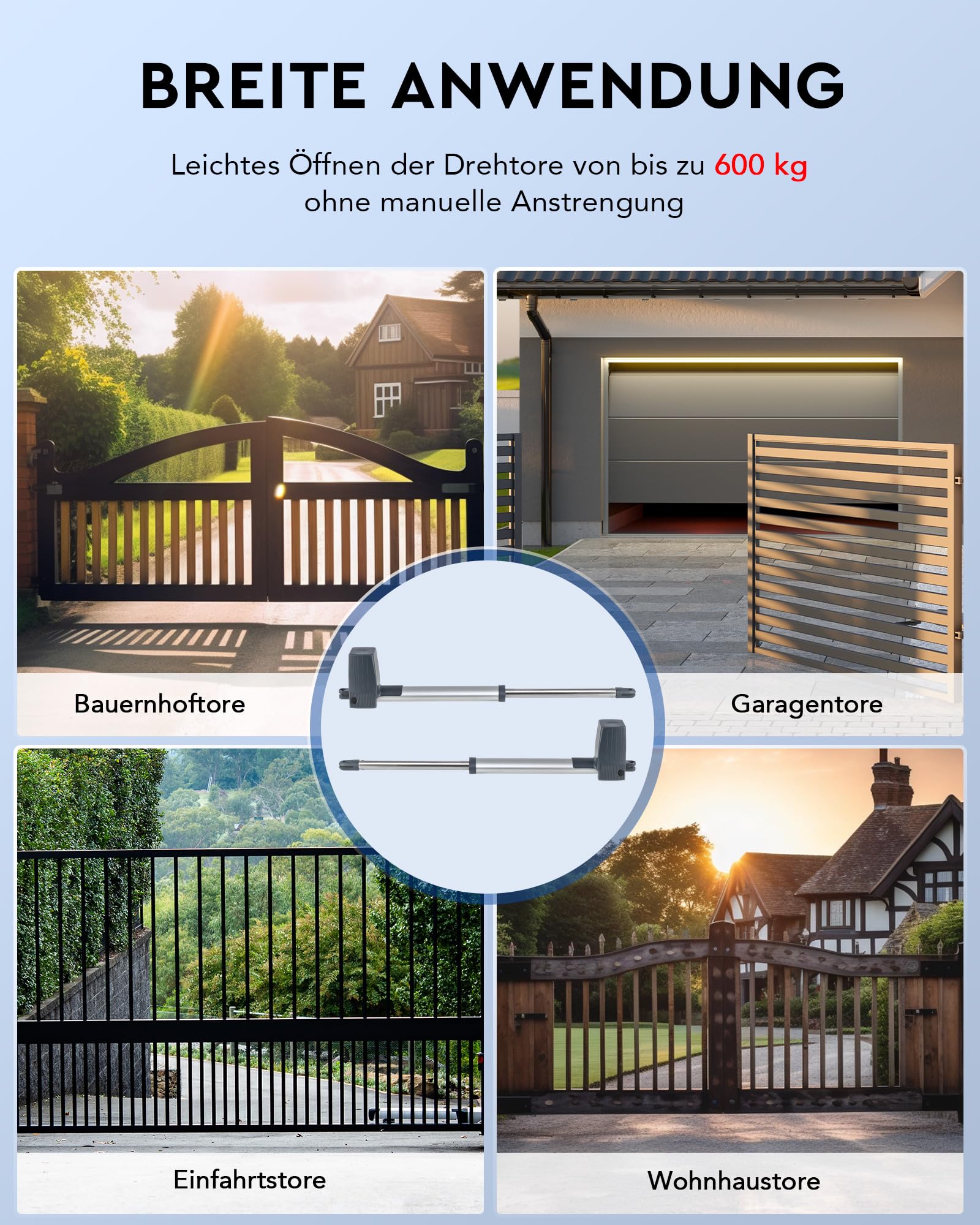 CO-Z Automatischer Flügeltorantrieb Torantrieb Drehtorantrieb Toröffner Doppelflügeltorantrieb Set max. 2,5m oder 300kg pro Flügel mit 2 Fernbedienungen Arm Swing Gate Opener (80Wx2)