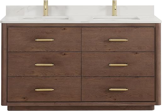 Vinnova Porto Bathroom Vanity, Aged Dark Brown Oak