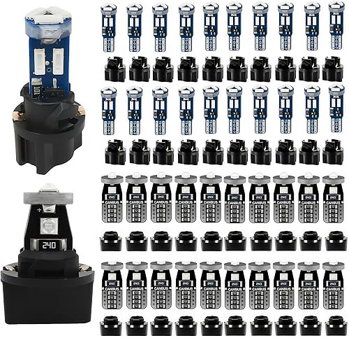 WLJH Canbus - Enchufe de bloqueo giratorio ultra brillante Pc74 T5 2721 73 74 Led 7Smd 4014 Chip Instrumento de Coche Medidor de Panel Indicador Azul