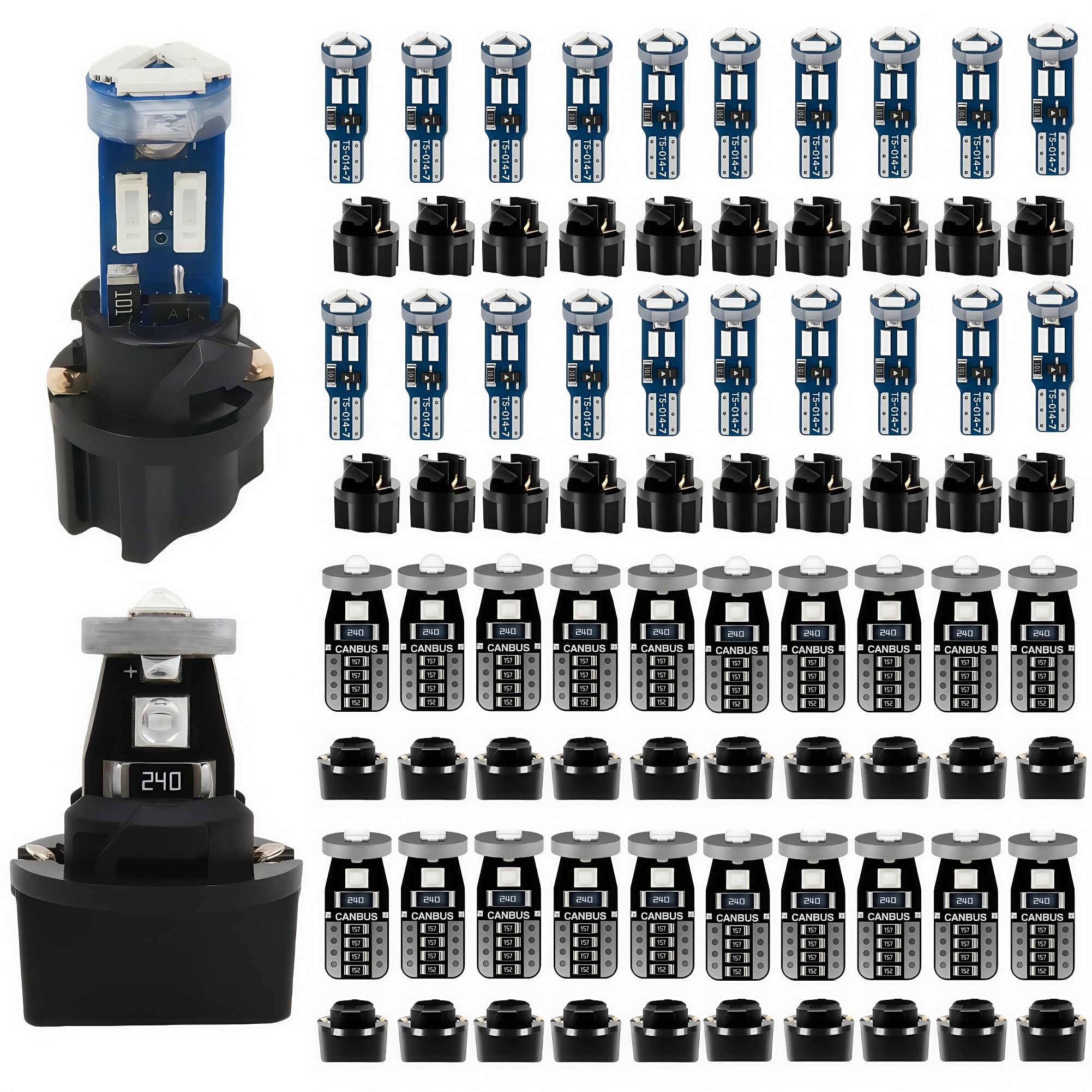 WLJH Green T10 T5 LED Dash and Interior Bulb Kit with Twist Socket, 40-Pack