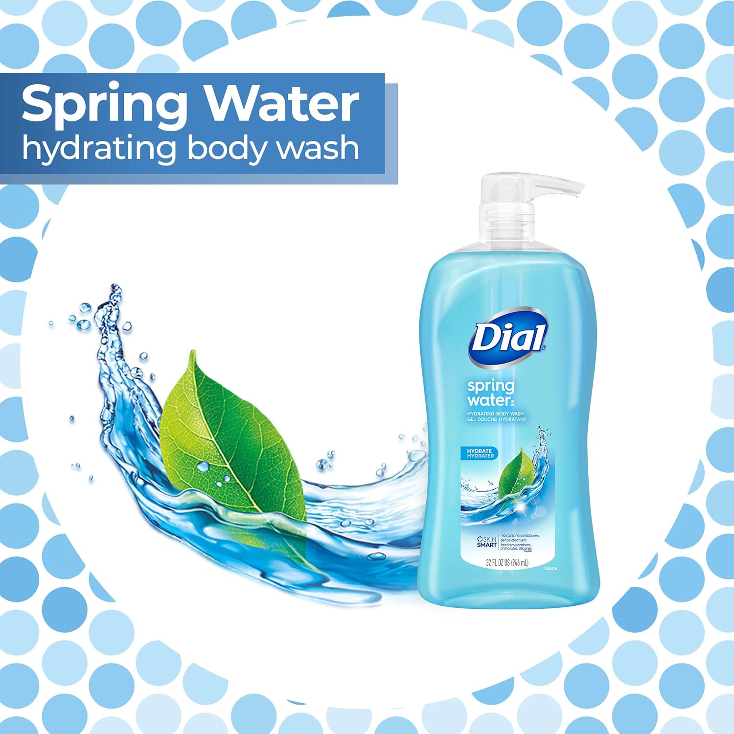 Dial Body Wash, Refresh & Renew Spring Water, 23 fl oz (Pack of 3) & Body Wash, Refresh & Renew Spring Water, 32 fl oz