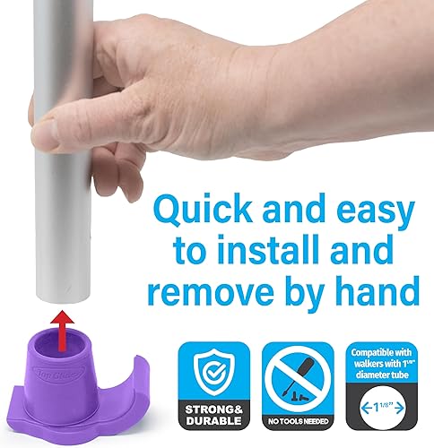 Miniatura 5 de Top Glides DuraSki - Esquís Walker Glide extra duraderos para tubos de 1 18 pulgadas (morado)