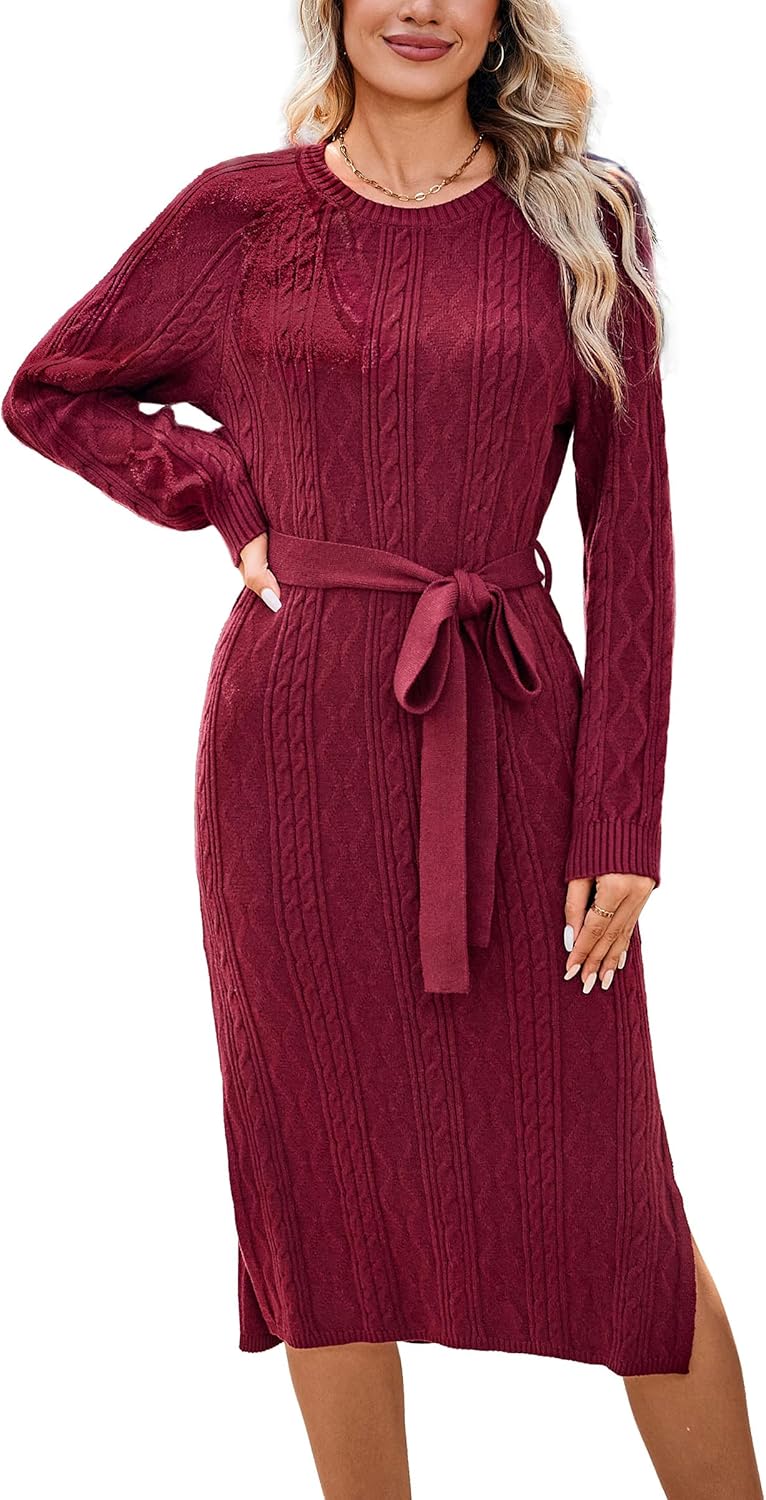 STYLEWORD Wintertrui Jurk Dames Lange Mouwen Off-shoulder Gebreide Bodycon Jurk Dames Pullover Trui Tuniekjurken-L
