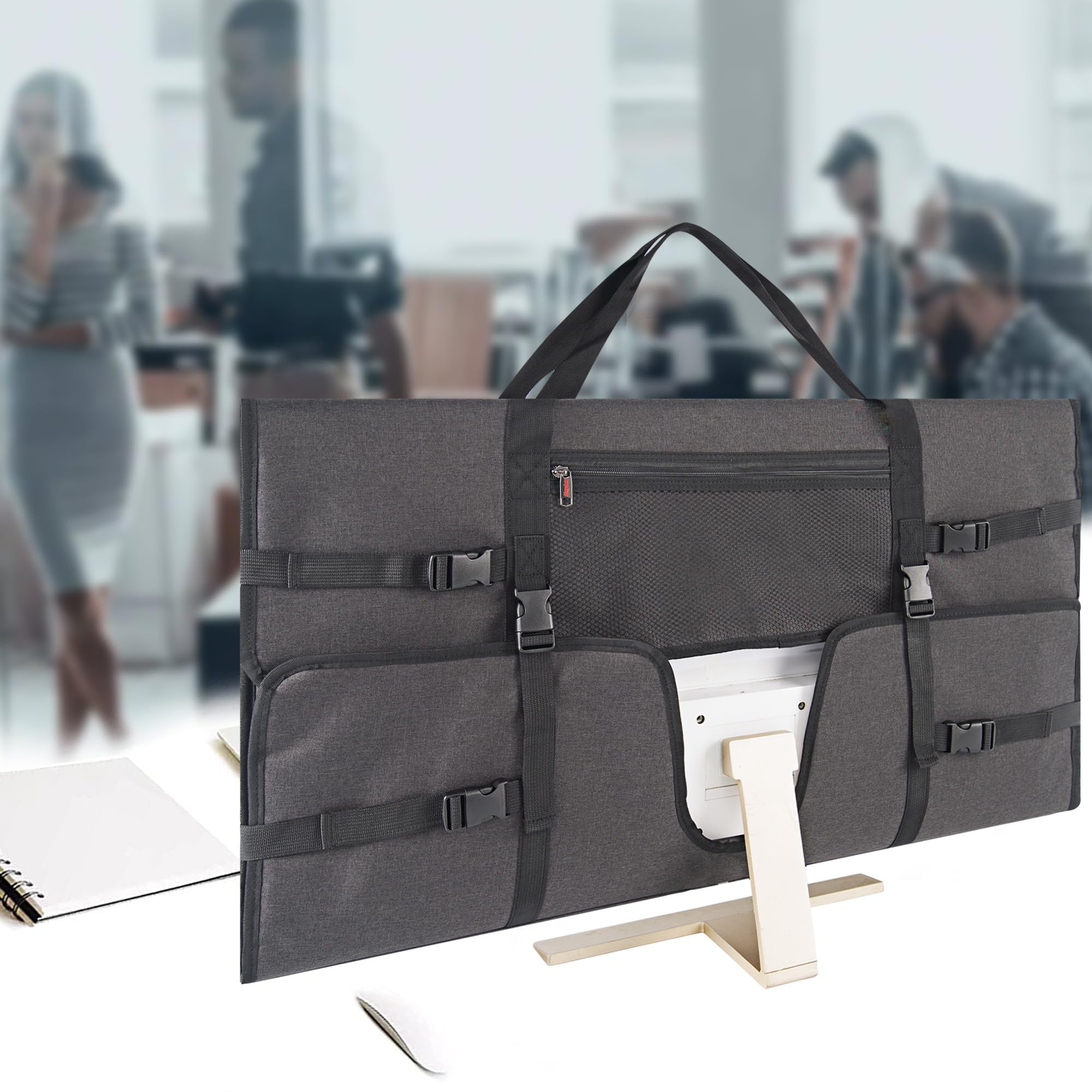 Bolsa de transporte de viaje compatible con computadora de escritorio todo en uno de 32 pulgadas y monitor de 32 pulgadas (gris oscuro)