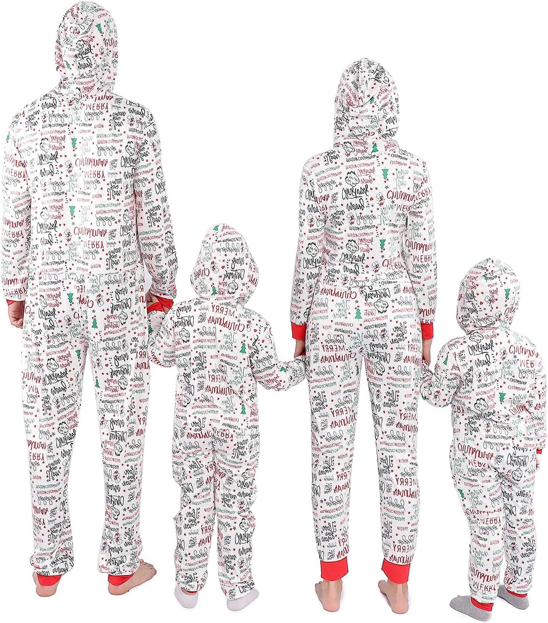 ANGELGGH Family Matching Christmas Onesie Pajamas, Vacation Cute Printed One Piece Pajamas, Xmas Hooded Holiday Sleepwear - Image 5
