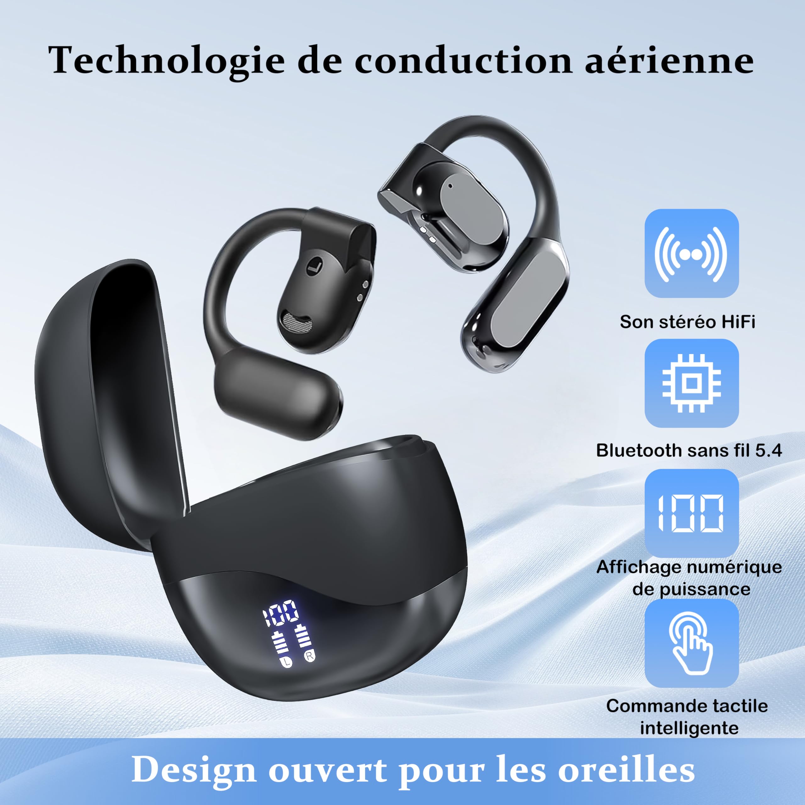 Écouteurs Bluetooth Traducteur Vocal Instantané IA, 140+ Langues, Sans WiFi, Compatible iOS Android
