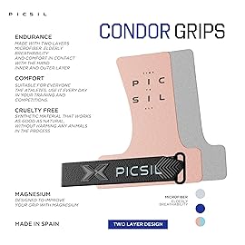 PICSIL Condor Grips, No Hole Leather Hand Grips, Increased Protection and Comfort, Hand grips for Gymnastic, Cross Training, Pull ups, Weightlifting, Prevents Blisters and Tears, (G+, White)