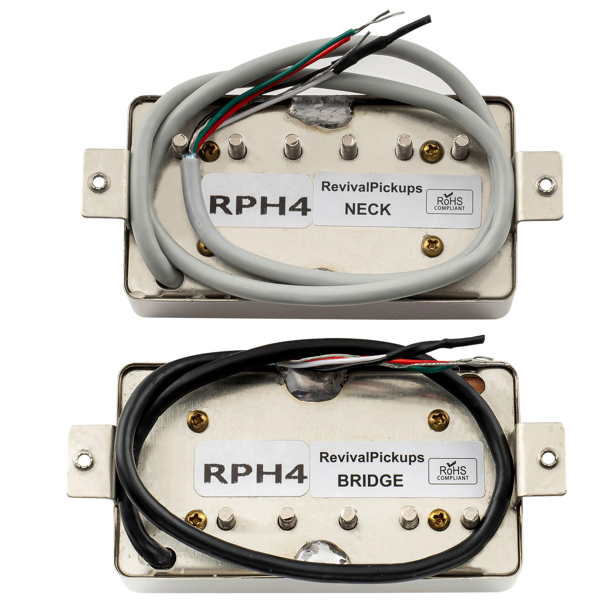 The Revival Pickups RPH4 Alnico IV Pastillas Humbucker Mástil Puente Pickups Set para Guitarra Eléctrica, Nickel