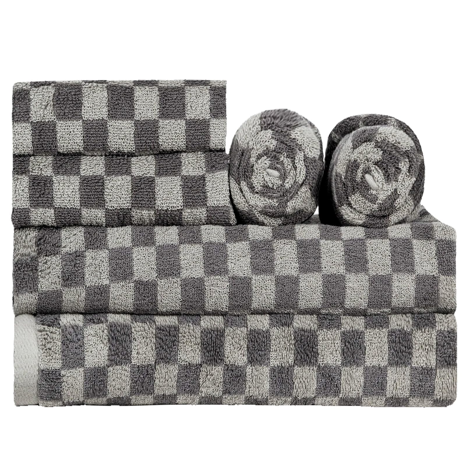 Juego de 6 toallas de baño para baño, 2 toallas de baño suaves y de algodón + 4 toallas de mano, toallas de baño gruesas, absorbentes y de secado rápido, toallas de hotel, toalla de playa