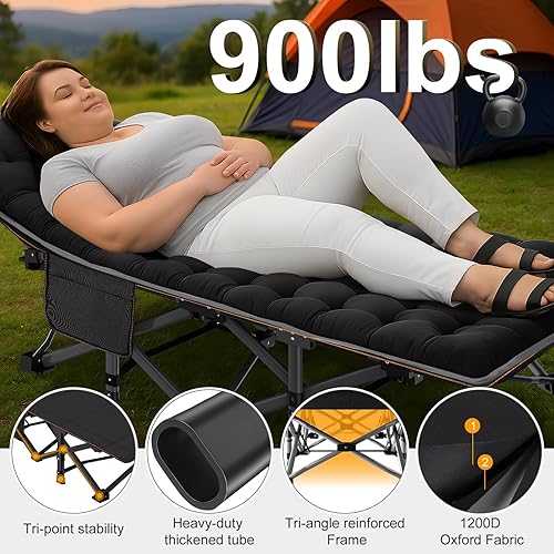 Miniatura 2 de ABORON Catre de Campamento para Adultos de 28" Extra Ancho, Paquete de 2 Catres Oxford 1200D Resistentes para Dormir, Cama de Campamento Plegable