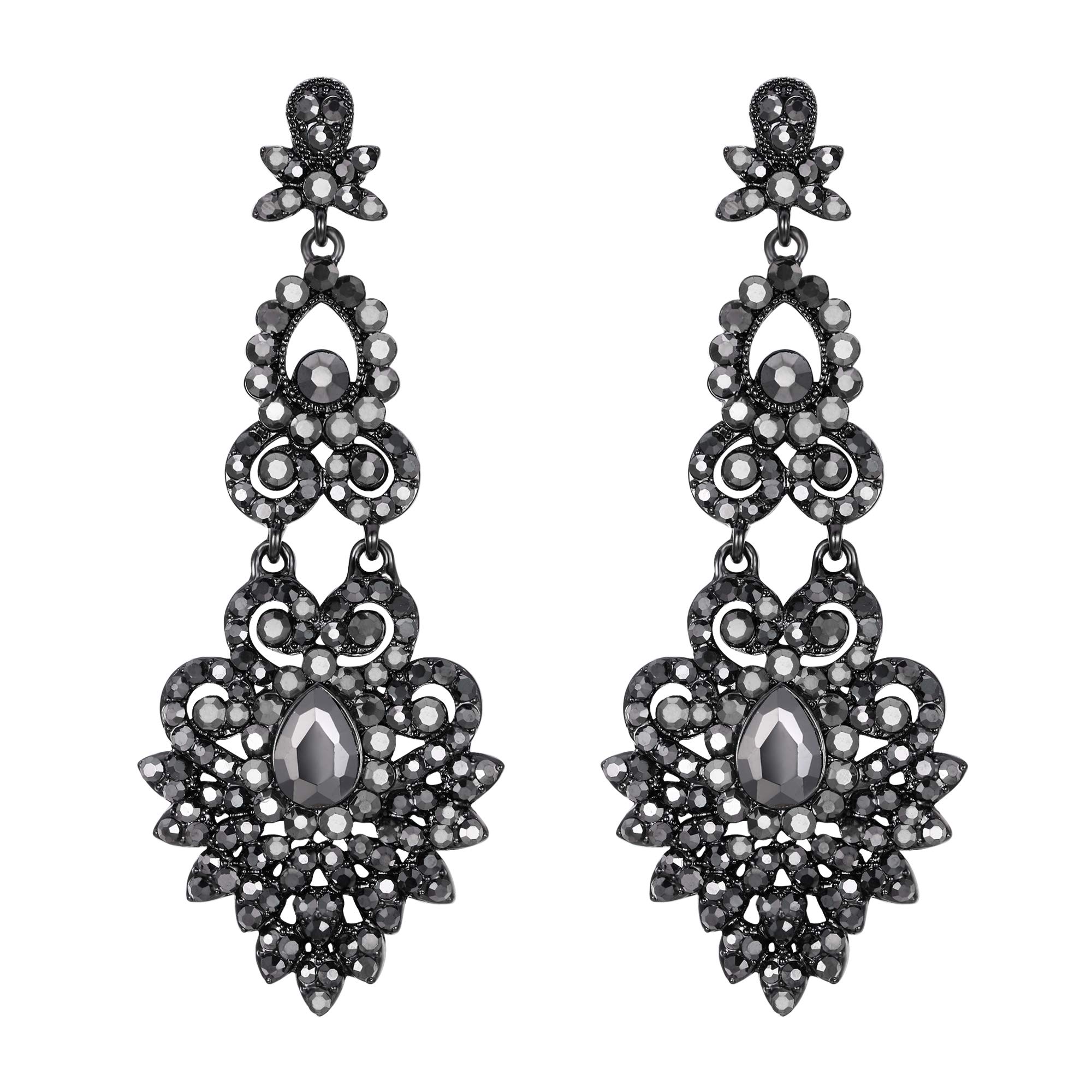 Flyonce Bridal Crystal Vintage Style Art Deco Chandelier Dangle Earrings for Women, Wedding Jewelry