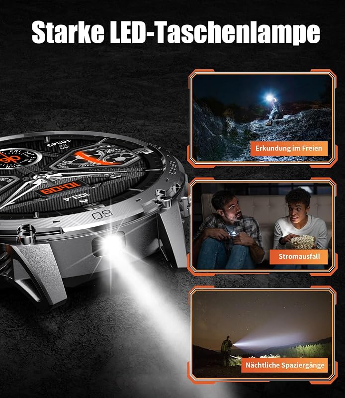 LIGE Katonai Smartwatch 1.75" AMOLED Kijelző, 110+ Sportmód, Pulzus/Alvásmonitor, IP68 Vízálló