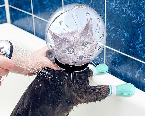 Miniatura 6 de Bozal de gato para aseo, capucha ajustable con fundas para patas, bozales transpirables antimordeduras, botas antiarañazos, zapatos de silicona para