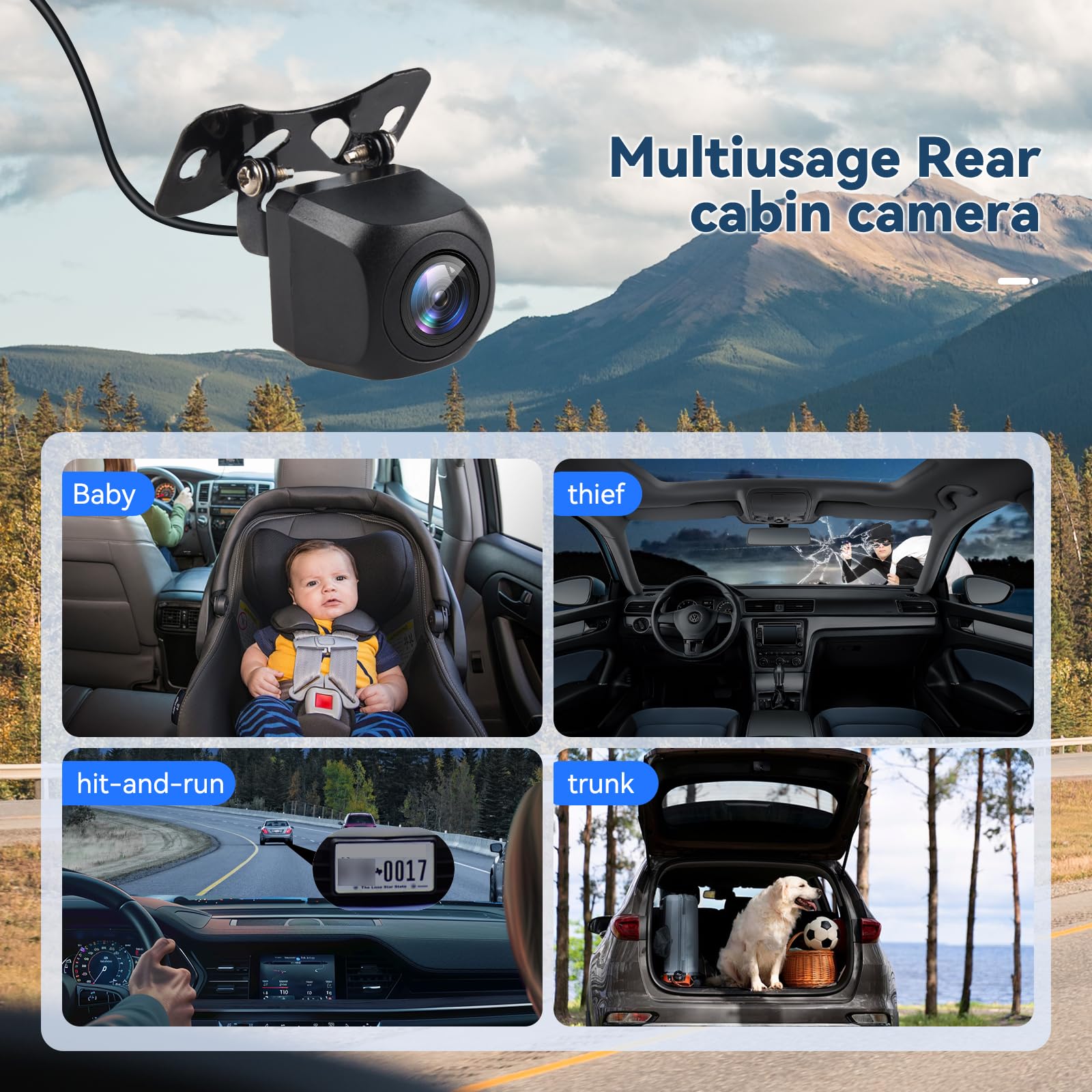 4 Kanal Dashcam Auto Vorne Hinten 4K+1080P mit WiFi,Dash Cam Auto Kamera 3" IPS Bildschirm,Kostenlose 64 GB Karte,Nachtsicht,G Sensor,Loop-Aufnahme,APP Steuerung,170°Weitwinkel WDR