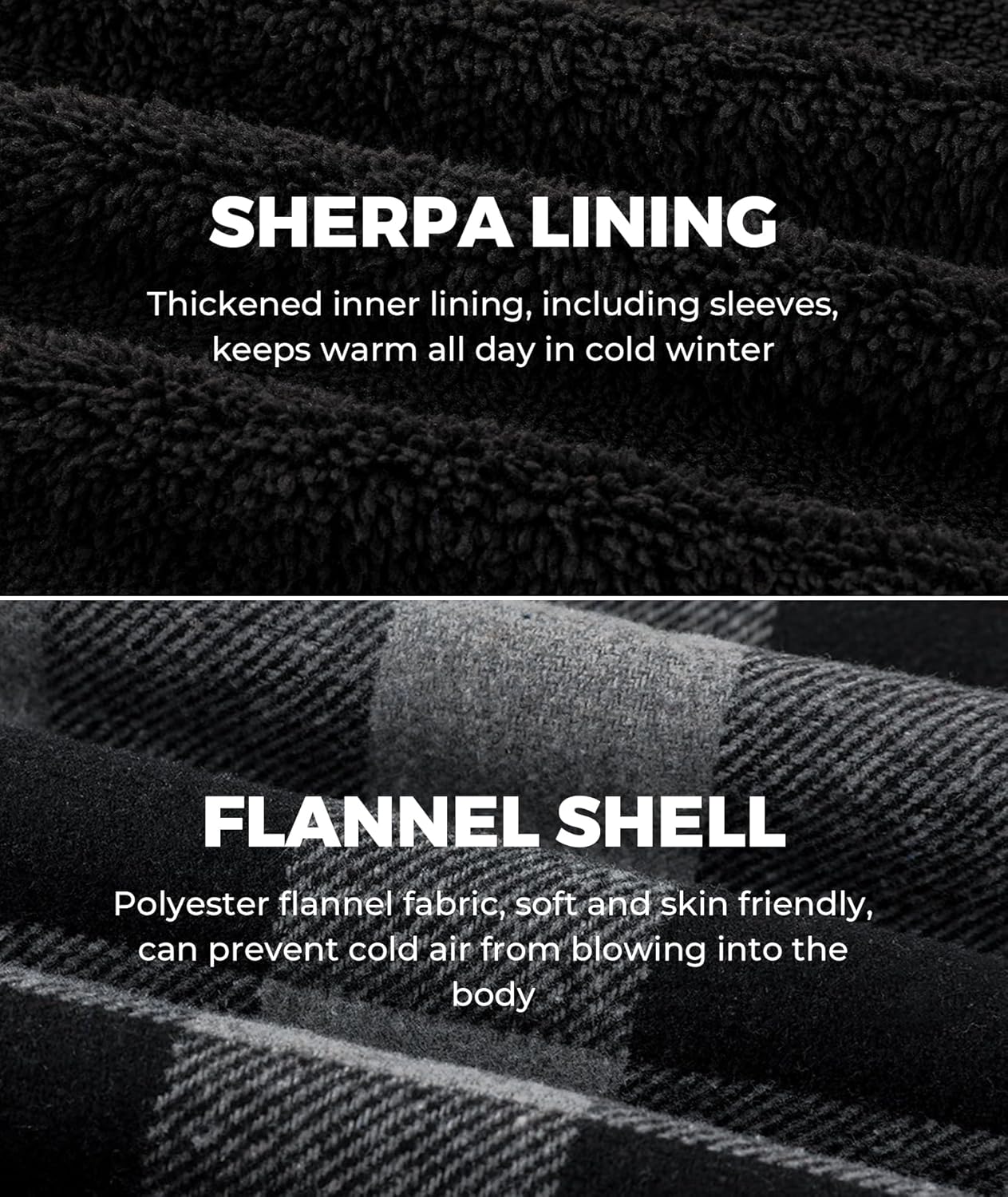 ZITY Men's Flannel Hooded Jacket Fleece Sherpa Lined Plaid Shirts Jackets Zip Up Sweatshirt Hoodies for Men with 4 Pockets - Image 5