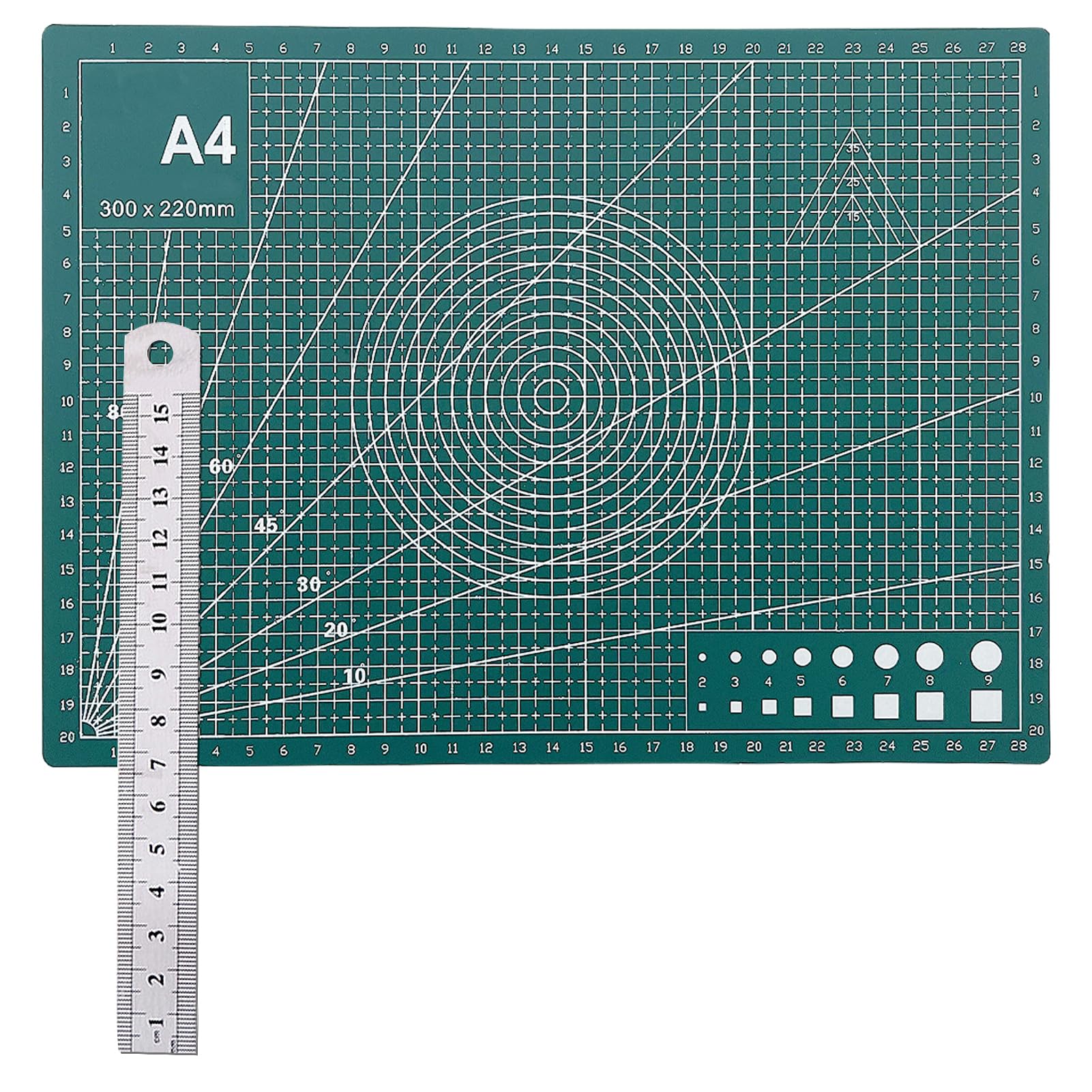 Rainmae A4 Self Healing Cutting Mat PVC Double Sided Art Craft Rotating Mat for Quilting, Sewing Crafts Hobby Fabric Precision Scrapbooking Project