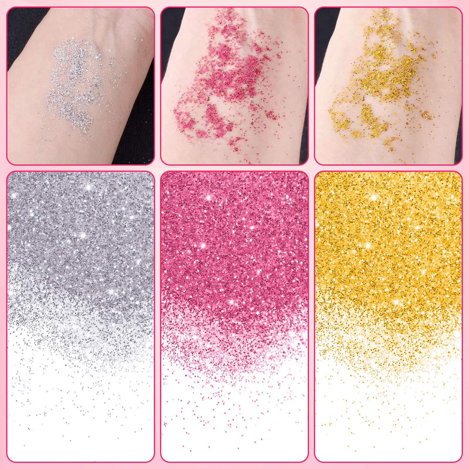 150g Paillettes Cosmétiques - Or, Argent, Rose | Pour Ongles, Corps, DIY & Déco | 3 Couleurs Irisées