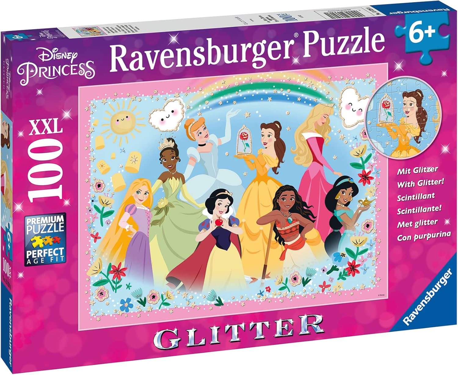 RAVENSBURGER Puzzle 13326 Ravensburger 13326-Strong, Beautiful and Incredibly Bold-100 Pieces XXL Disney Princess Glitter Puzzle for Children from 6 Years